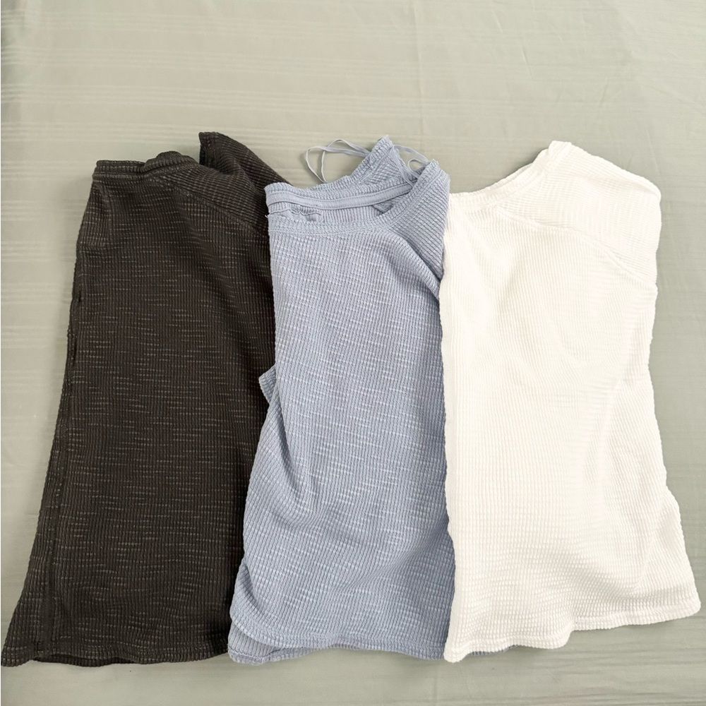 OFFLINE by Aerie cropped waffle tops bundle (3)